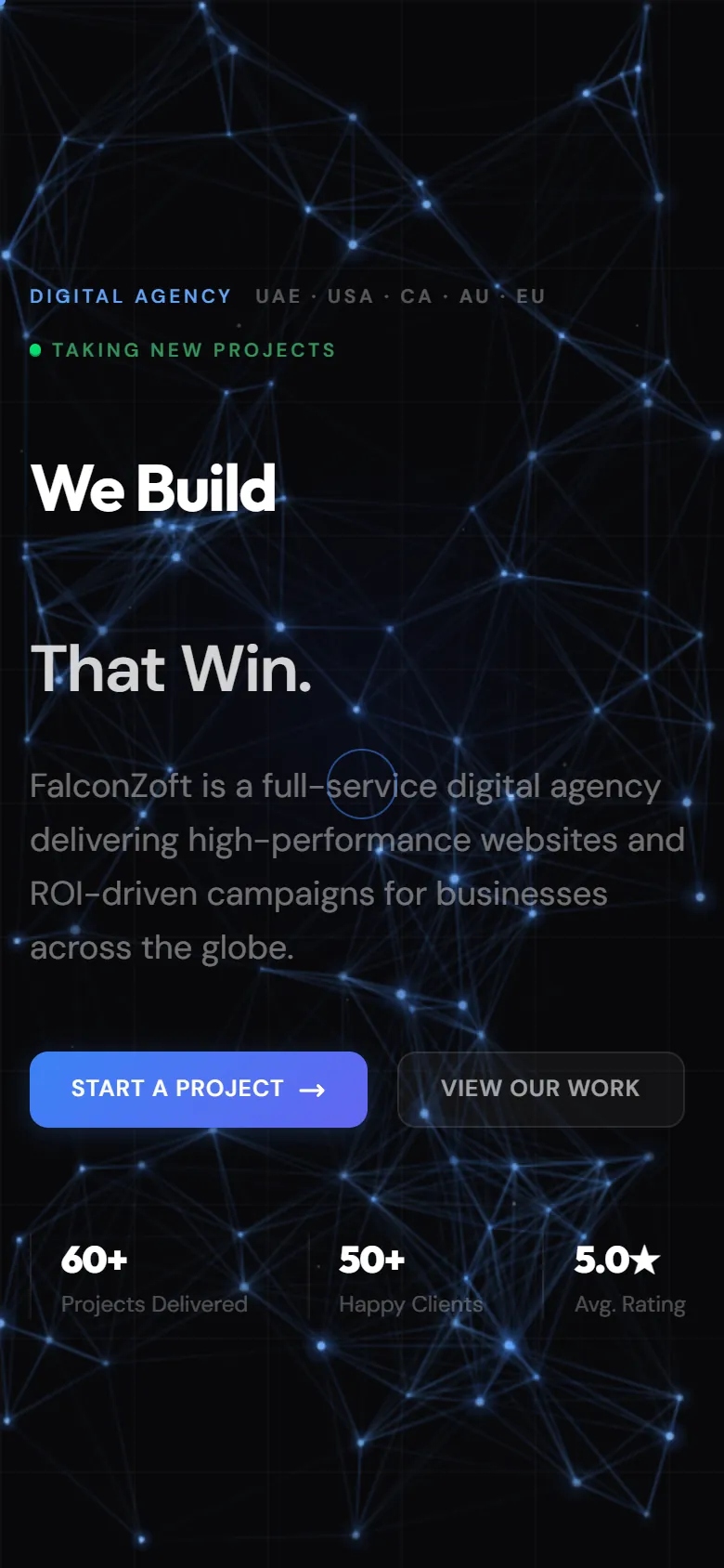 FalconZoft website, mobile view